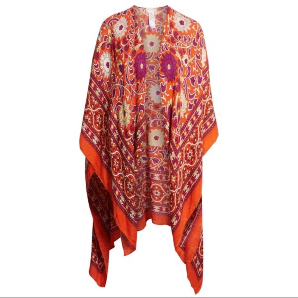 Free People Orange and Purple Floral Tunic